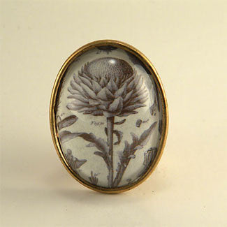 Spring Fling - Vintage Thistle Botanical Engraving Jewelry. Now with New Silver Pendant Setting