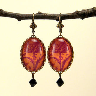 Spring Fling - Vintage Thistle Botanical Engraving Jewelry. Now with New Silver Pendant Setting