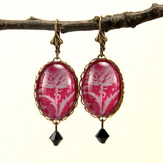 Spring Fling - Vintage Thistle Botanical Engraving Jewelry. Now with New Silver Pendant Setting