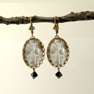 Loverly Weeds Vintage Botanical Engraving Earrings