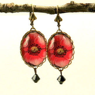 Spring Flourish - Red Poppy Flower Earrings