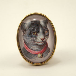 Fancy Feline Deluxe Colorful Classic Cat Illustration Brooch