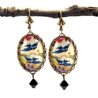 Free Bird - Blue Birds In Flight Earrings