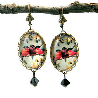 Perch-n-Pretty - Three Robins on an Branch Earrings