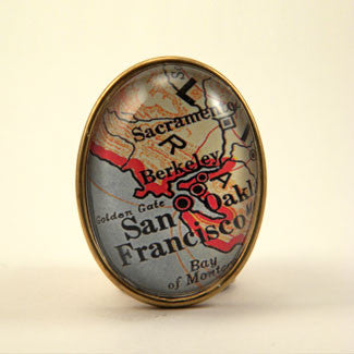 Old San Francisco Map Brooch