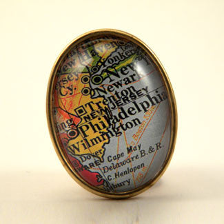Old Philadelphia Map - Vintage Map Brooch