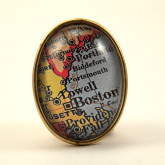 Old Boston Vintage Map Brooch