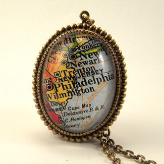 Old Philadelphia Map - Vintage Map Necklaces