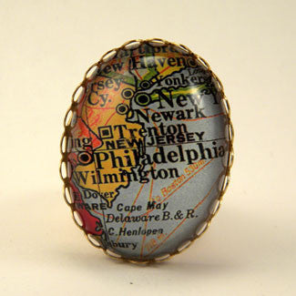 Old Philadelphia Map - Vintage Map Cocktail Ring