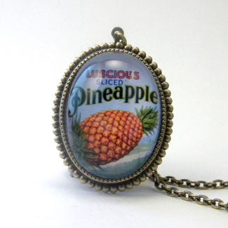 Luscious Pineapple - Tropical Fruit Pendant Necklace