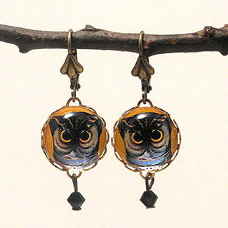 Spooky Owl with Black Swarovski Crystal