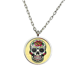 Calavera, Sugar Skull, Day of the Dead Necklace in 2 Settings and 3 Colors