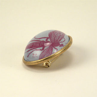 Beautiful Purple Wasp Scientific Engraving Brooch