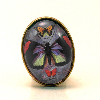 Zephyr Butterfly with Blue Background Brooch