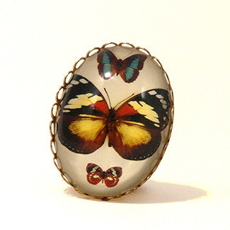 Psyche Butterfly With White Background Cocktail Ring