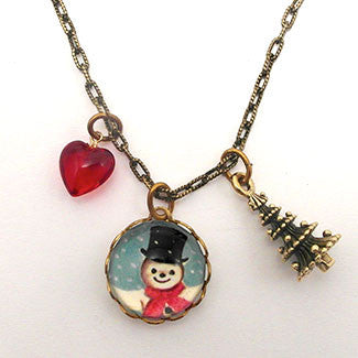 Jolly Snowman - A Winter Holiday Jewelry Set in Necklaces and Charm Necklace
