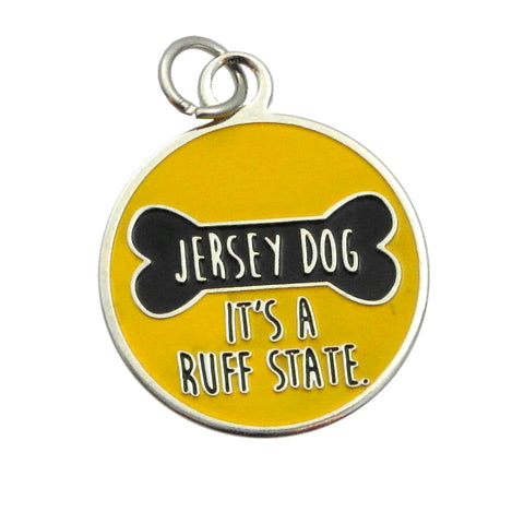 A Dog Collar Charm, Jersey Dog "It's a Ruff State"