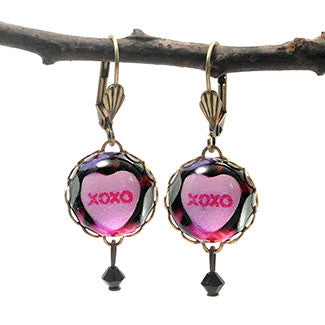 XOXO Sweet Heart Candy 15mm Round Earrings