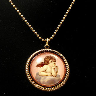 Cloud 9 Cherub Vintage Illustration Pendant Necklaces
