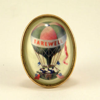 Farewell Hot Air Balloon Vintage Illustration Brooch