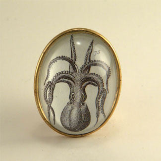 I'm All Arms - Vintage Octopus Engraving Brooch