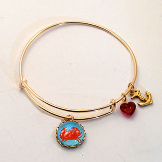 Red Crab with Anchor Charm and a Red Heart Bead