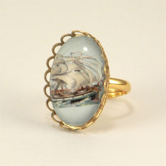 Smooth Sailing Clipper Ship Petite Ring
