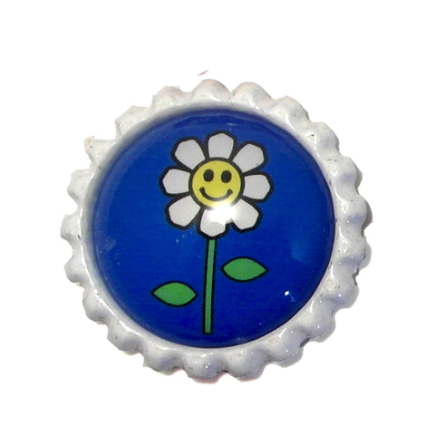Smiling Daisy Flower - Bottle Cap necklace