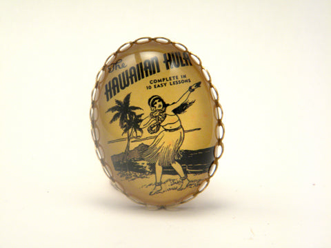 Hula Lessons - Vintage Hawaiian Illustration Cocktail Ring
