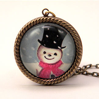 Jolly Snowman - A Winter Holiday Jewelry Set in Necklaces and Charm Necklace