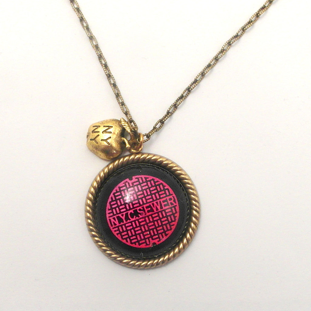 Pink New York City Manhole Cover with NY Apple Charm