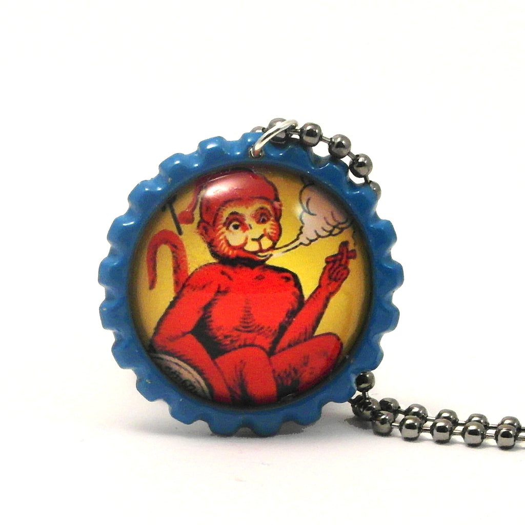 Smoking Red Monkey - Matchbox Art Jewelry
