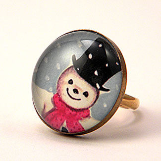 Jolly Snowman - A Winter Holiday Cocktail Ring