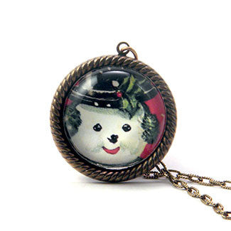 Big Snowman Winter Holiday Jewelry in 25mm Necklace