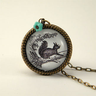 Squirrel vs. Tree Necklace - Woodland Animal Jewelry