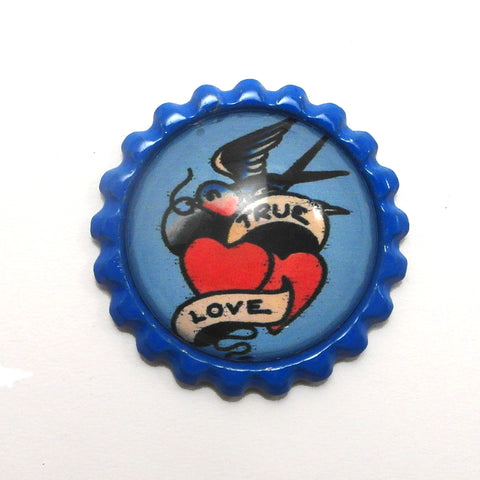 True Love Tattoo Art- Bottle Cap necklace