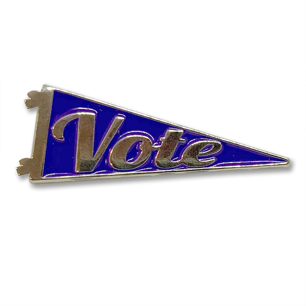 Vote Enamel Pennant Pin Blue or Red
