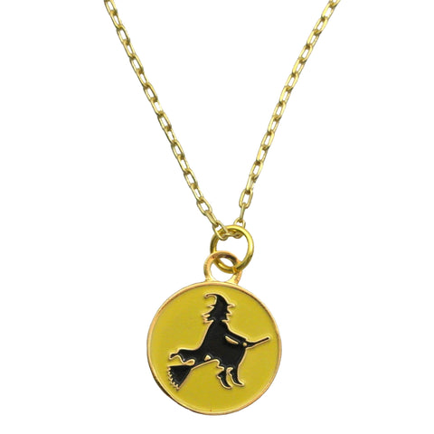 Flying Witch Enamel Charm Necklace