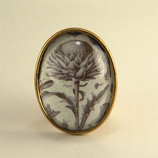 Spring Fling - Vintage Thistle Botanical Engraving Brooch