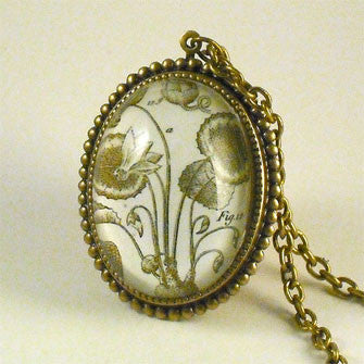 Loverly Weeds Vintage Botanical Engraving Vintage Style Pendant Necklace or Silver Pendant Setting