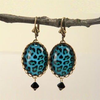 Blue Moon - Blue Leopard Pattern Earrings