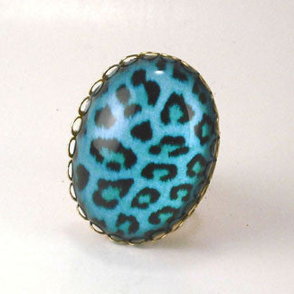 Blue Moon - Blue Leopard Pattern Cocktail Ring