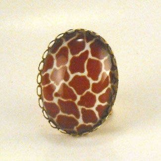 Over The Top Giraffe Print Cocktail Ring
