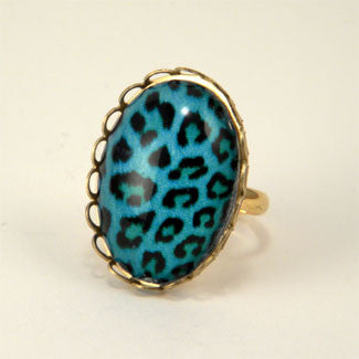 Blue Moon - Blue Leopard Pattern Petite Ring