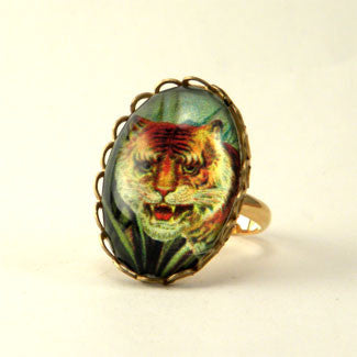 I of the Tiger - Full Color Tiger Image Petite Ring