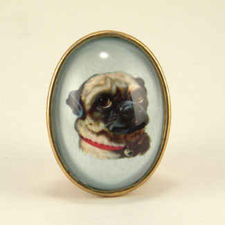 Clyde The Handsome Pug Classic Pet Portrait Brooch
