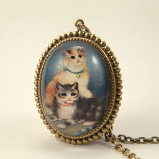 Hello Kitties Deluxe Cat Portrait Pendant Necklace