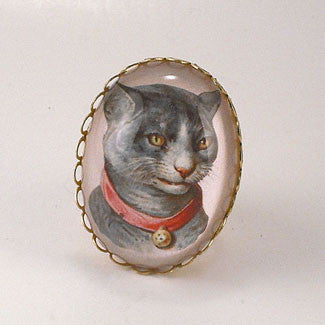 Fancy Feline Deluxe Colorful Classic Cat Illustration Cocktail Ring