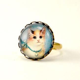 Copy of Little Kitties Ring and Earring Set - Cute Colorful Cat Petite Ring