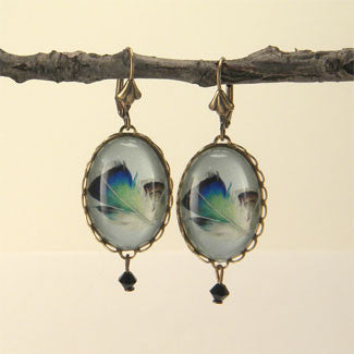 Birds Of A Feather - Blue Feather Earrings